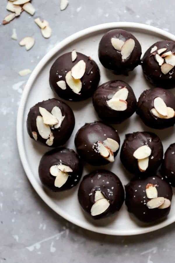 Pumpkin Pie Truffles on a white plate