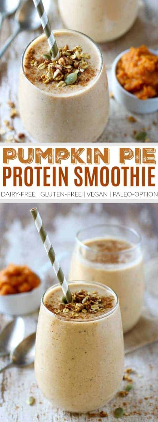 Pinterest image for Pumpkin Pie Protein Smoothie