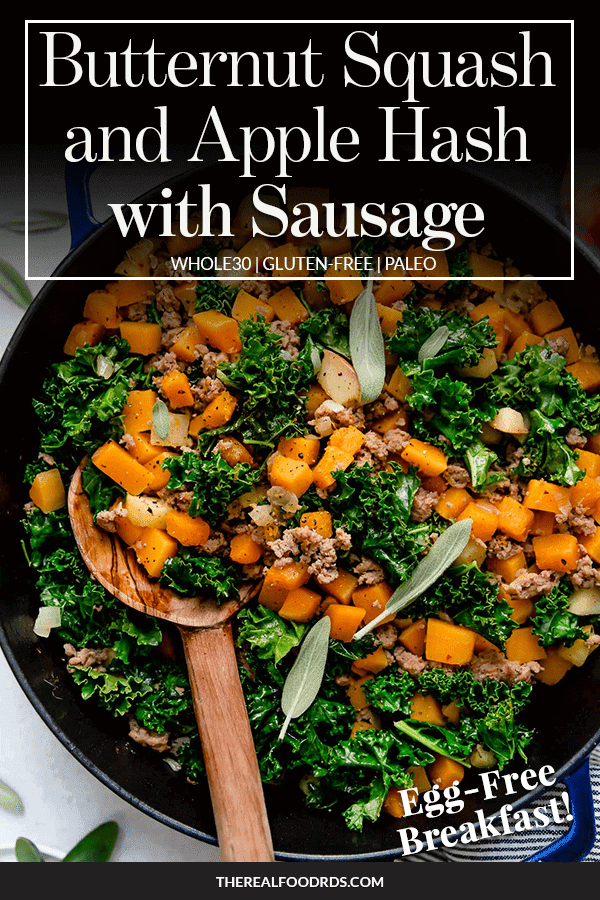 Pin image for Butternut Squash and Apple Hash with Sausage