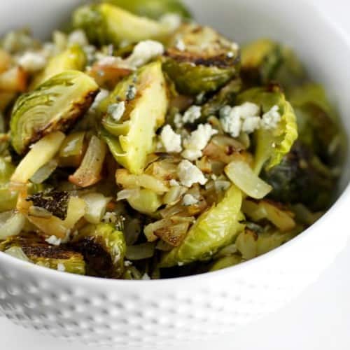 Brussels Sprouts with Apples and Blue Cheese