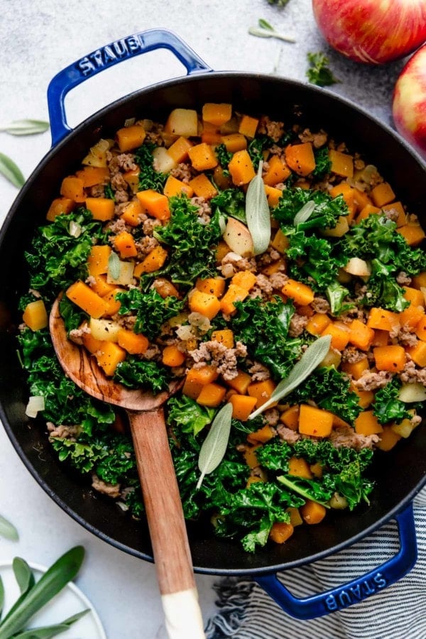 Butternut Squash and Apple Hash with Sausage - The Real Food Dietitians