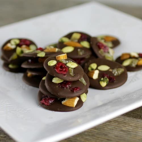 Dark Chocolate Trail Mix Bites || Grain-free, Gluten-free, Vegan || http://simplynourishedrecipes.com/dark-chocolate-trail-mix-bites/
