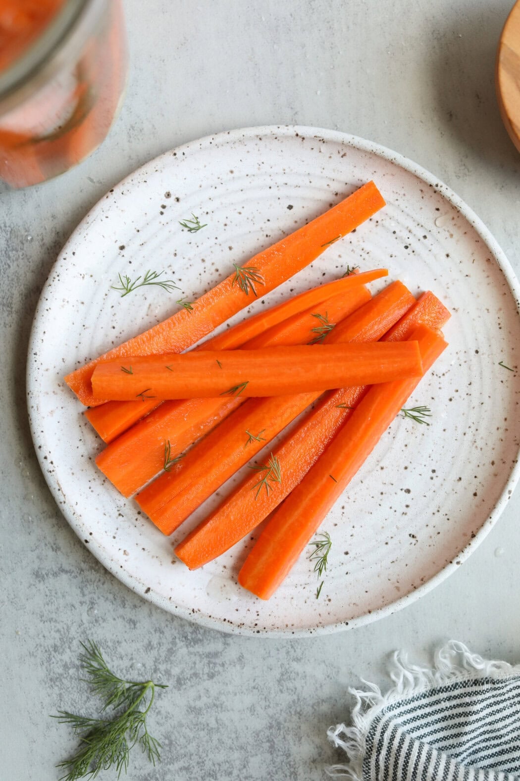 Fermented carrots on a plate. 
