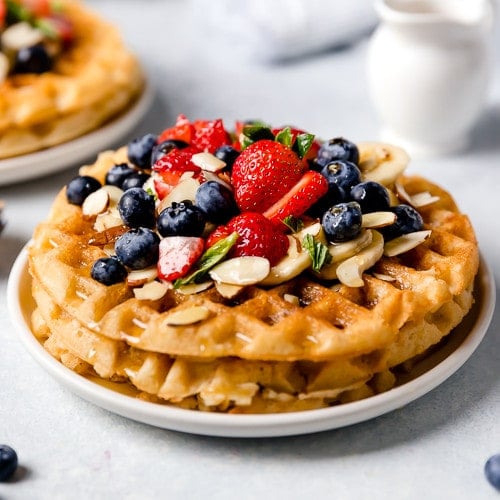 A plate of Crispy Grain-Free Waffles