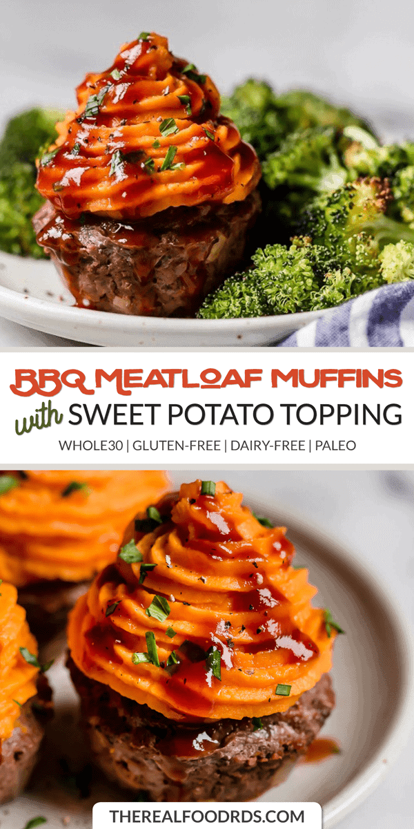 Longer Pinterest image for BBQ Meatloaf Muffins with Sweet Potato Topping