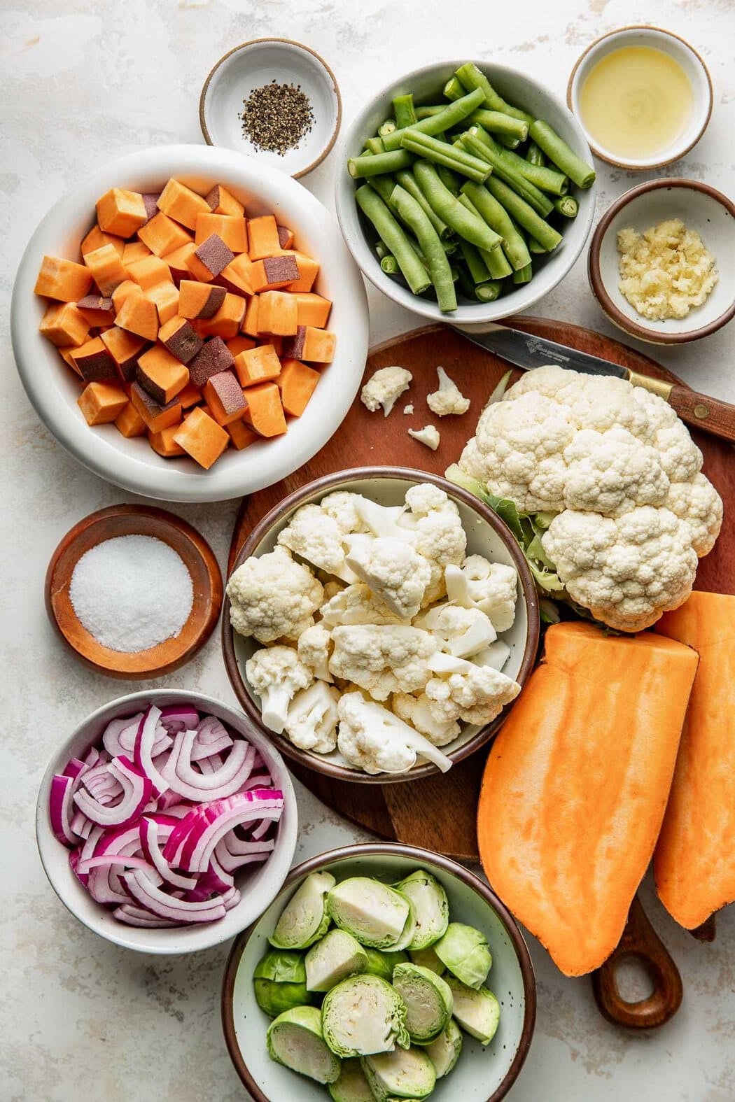 Ingredients to make roasted vegetables.