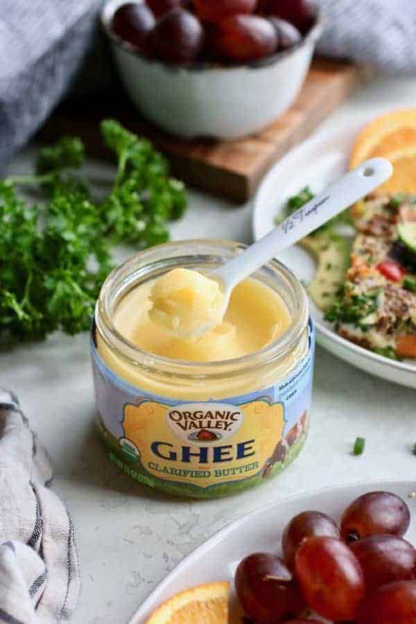 Photo of Organic Valley Ghee. An ingredient in the Turkey Sausage Sweet Potato Egg Bake. 