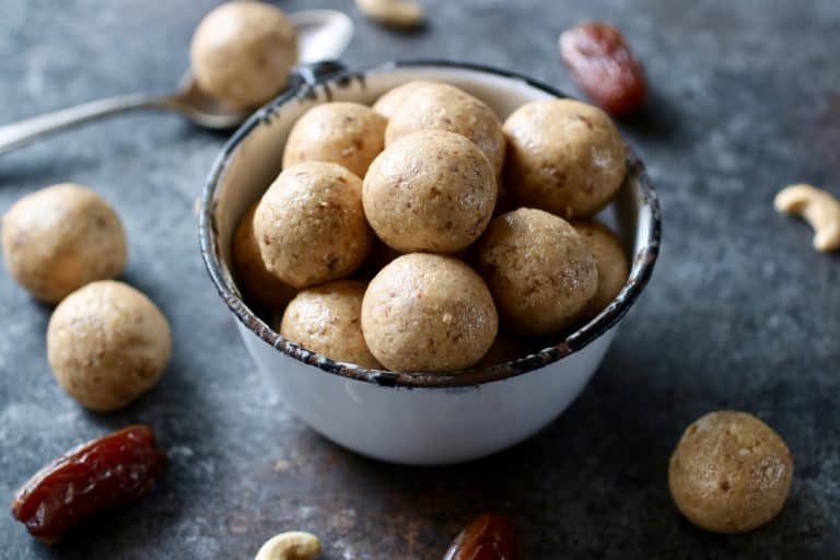 3-Ingredient Nutty Cashew Energy Bites in rustic bowl