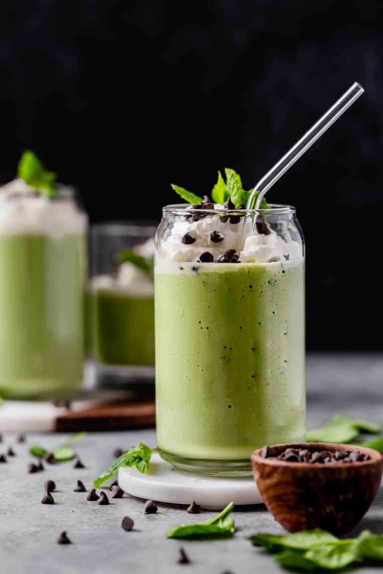 Mint Chocolate Chip Milkshake (Shamrock Shake Recipe) - The Real Food ...