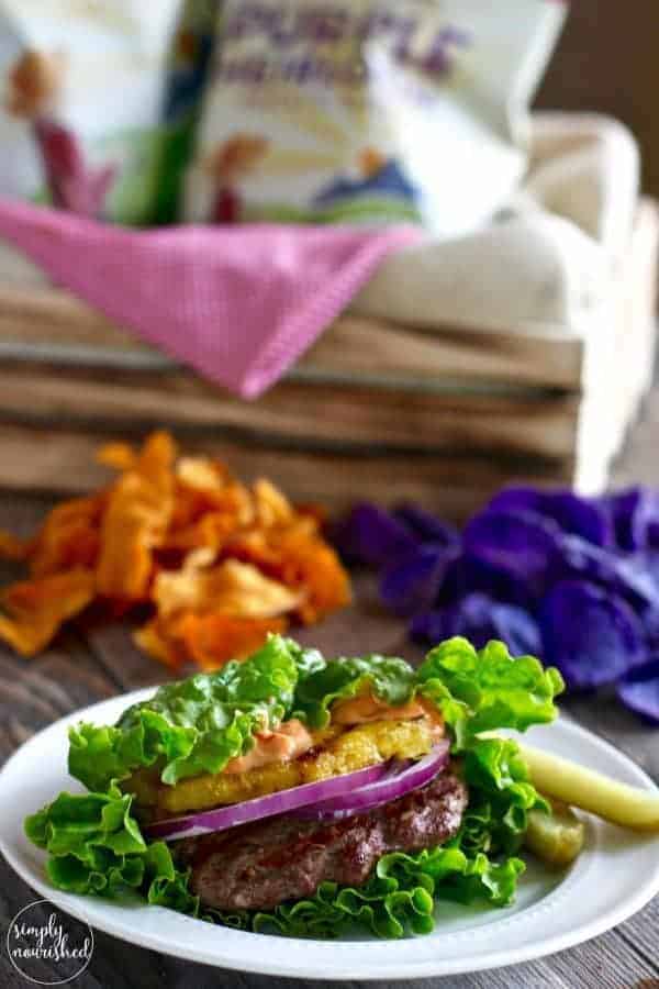 Bison Burger with Grilled Pineapple and Sriracha Aioli | Gluten-free, Dairy-free plus Egg-free and Paleo options | https://simpynourishedrecipes.com/bison-burger-pineapple-sriracha-aioli/