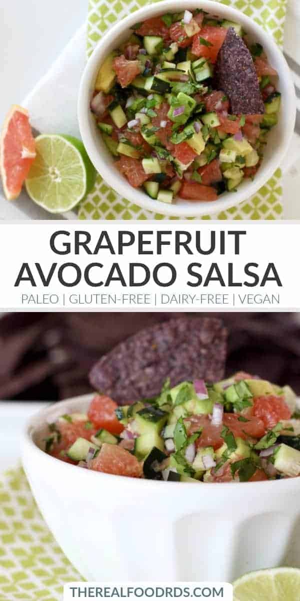 Pinterest image for Grapefruit Avocado Salsa 