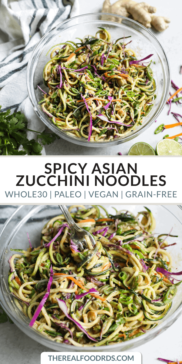 Pinterest image for Spicy Asian Zucchini Noodles