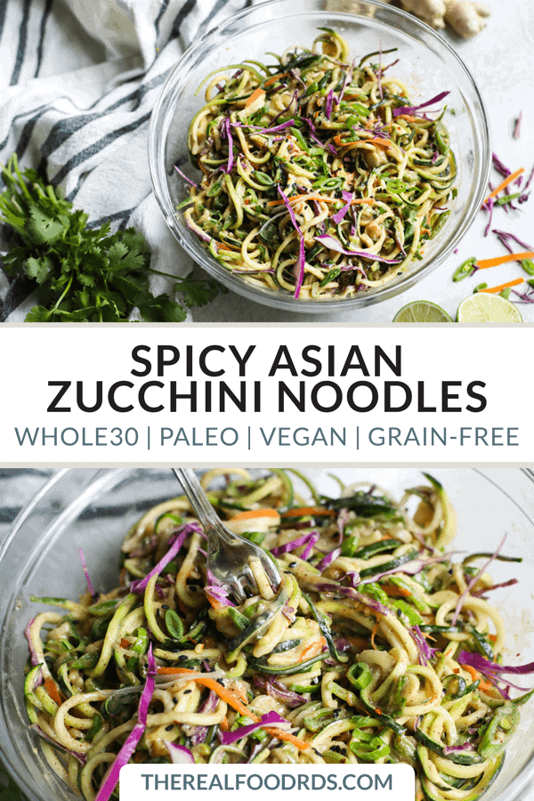 Pinterest image for Spicy Asian Zucchini Noodles