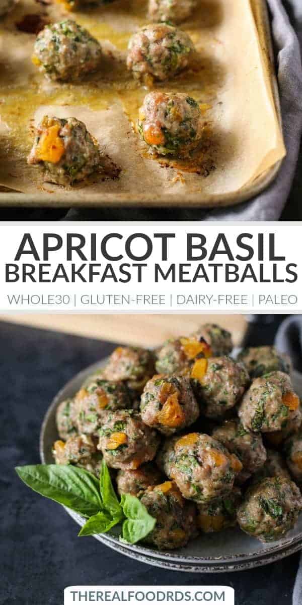 Pinterest image for Apricot-Basil Breakfast Meatballs 