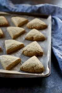 Gluten-free Pumpkin Scones on a baking pan just out of the oven