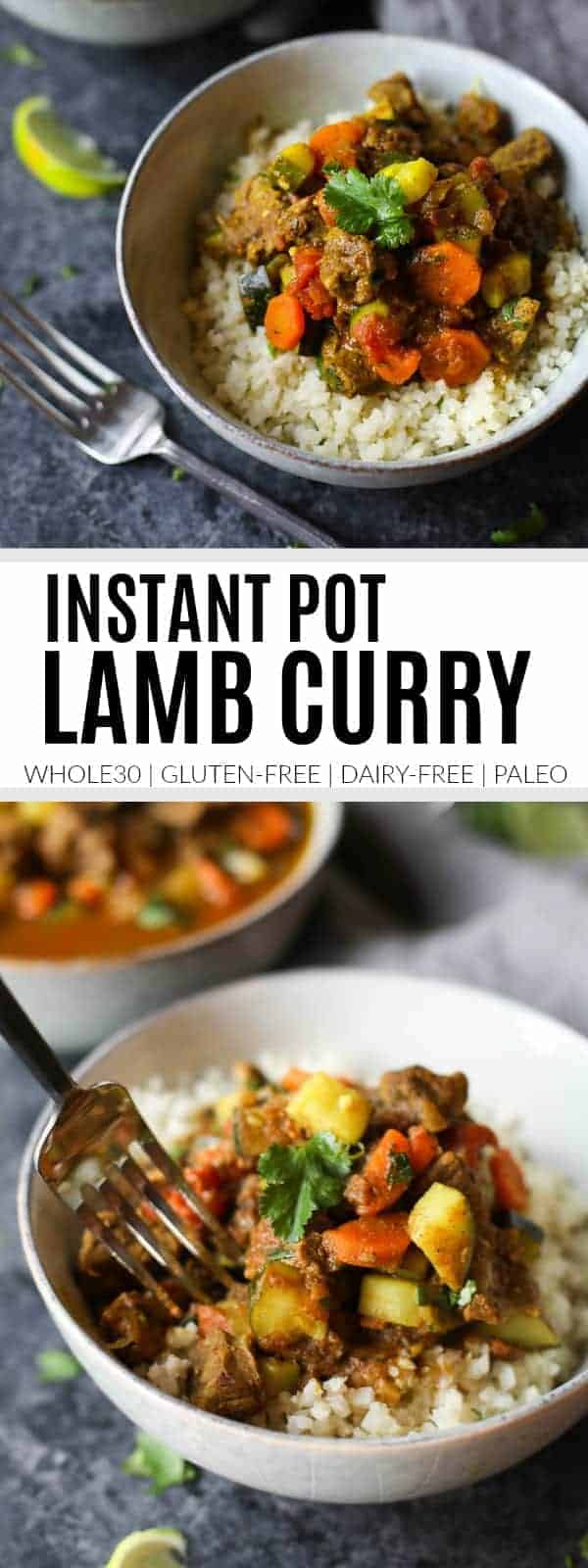 pinterest image for Instant Pot Lamb Curry