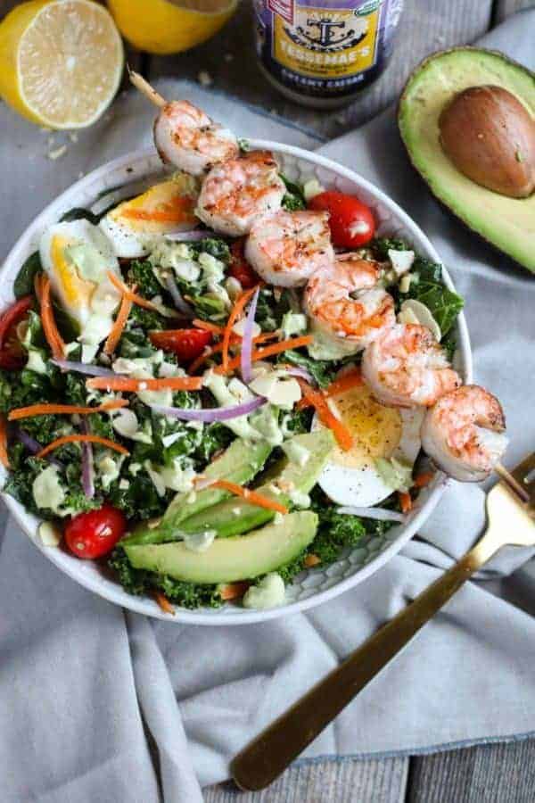 Kale Salad with Avocado Caesar Dressing | The Real Food Dietitians