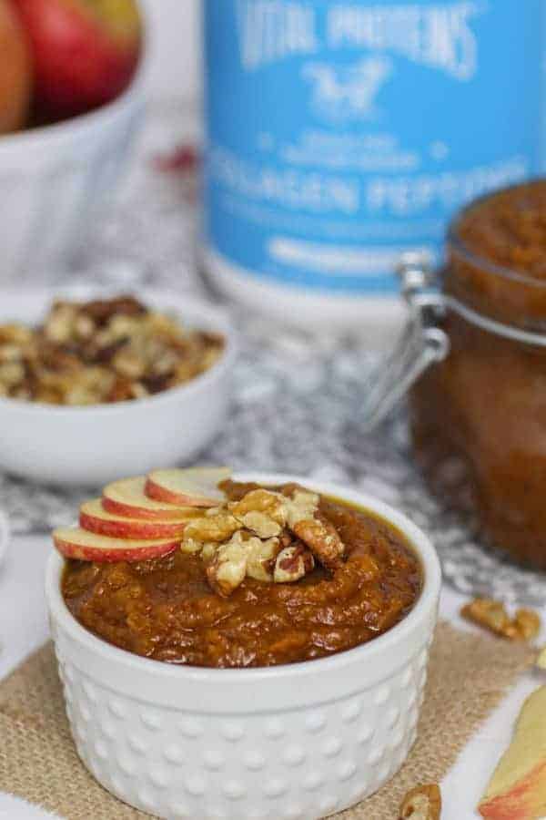Slow Cooker Pumpkin Applesauce in a white bowl