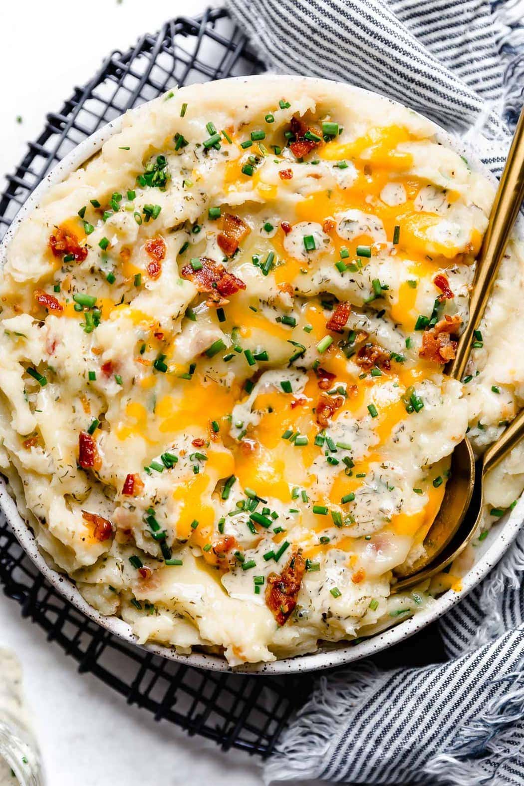 Slow Cooker Loaded Mashed Potatoes with Ranch - The Real Food Dietitians