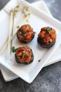 Chorizo Stuffed Mushrooms | whole30 appetizers | paleo appetizers | gluten-free appetizers | egg-free appetizers | healthy appetizer recipes | easy appetizer recipes || The Real Food Dietitians #healthyappetizers #whole30appetizers #glutenfreeappetizers