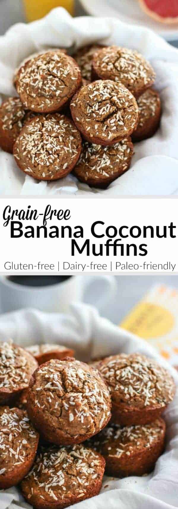 Grain-Free Banana Coconut Muffins | Grain-free, dairy-free Banana Muffins made with coconut and chia seeds to make your breakfast life a whole lot easier. | gluten-free muffin recipes | dairy-free muffin recipes | paleo muffin recipes | healthy muffin recipes | healthy breakfast recipes || The Real Food Dietitians #glutenfreemuffins #healthymuffins #healthybreakfast