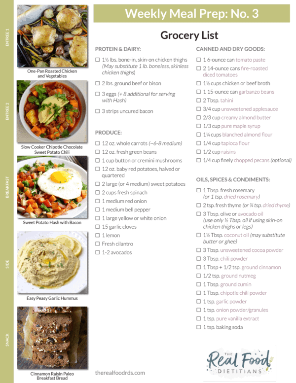 Meal Prep Menu