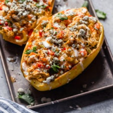 Buffalo Chicken Stuffed Spaghetti Squash The Real Food Dietitians