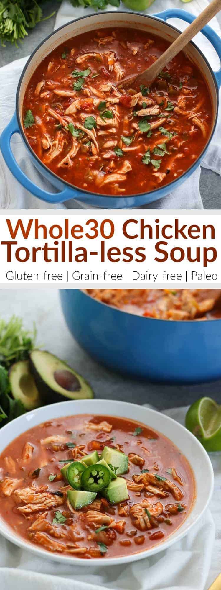 Pin image for Whole30 Chicken Tortilla-less Soup