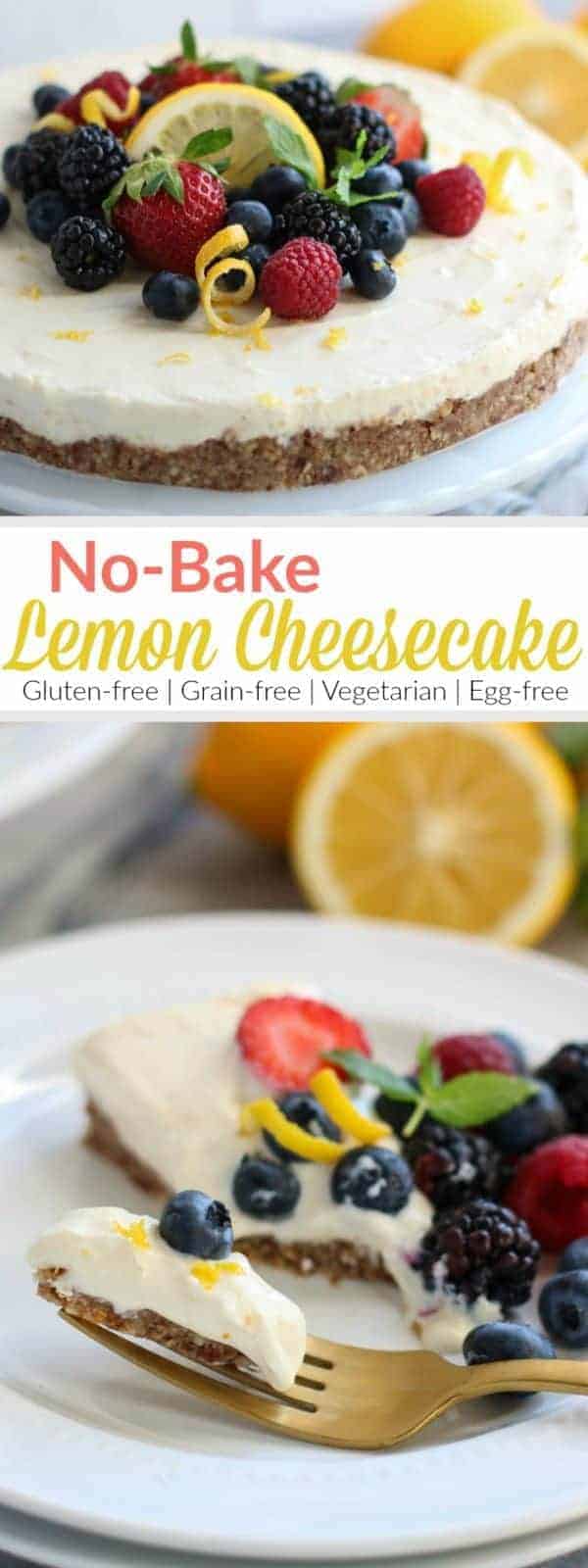 No-Bake Lemon Cheesecake | A light and tangy cheesecake without all the fuss! Serve it with fresh berries and extra lime zest for a simple yet elegant dessert. | The Real Food Dietitians | https://therealfooddietitians.com/no-bake-lemon-cheesecake/