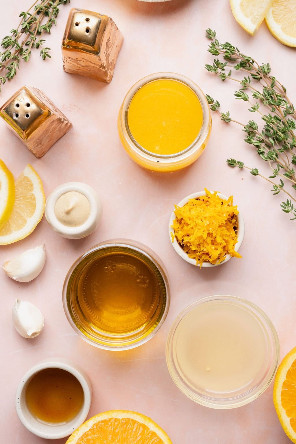Ingredients to make homemade citrus vinaigrette.