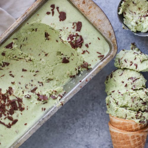 Dairy-free Mint Chocolate Chip Ice Cream | The Real Food Dietitians | https://therealfooddietitians.com/dairy-free-mint-chocolate-chip-ice-cream/