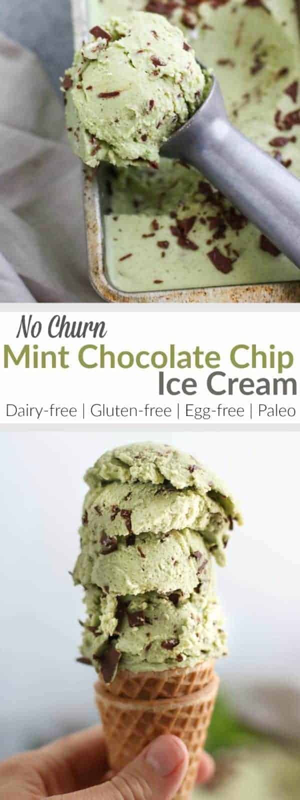 Pinterest image for Dairy-free Mint Chocolate Chip Ice Cream