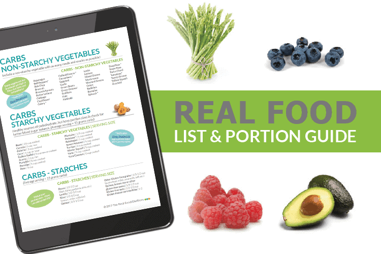 Cut through the info clutter and start eating your way to a healthier you with our FREE downloadable Real Food List & Portion Guide! Gluten-free friendly. | The Real Food Dietitians | https://therealfooddietitians.com/real-food-list-portion-guide/ 