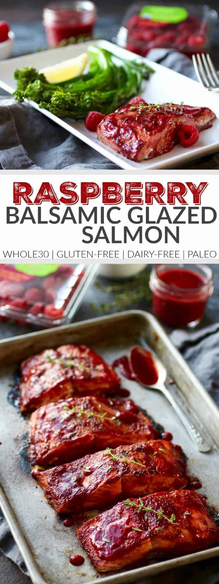 Raspberry Balsamic Glazed Salmon (Whole30) | The Real Food Dietitians | https://therealfooddietitians.com/raspberry-balsamic-glazed-salmon-whole30/