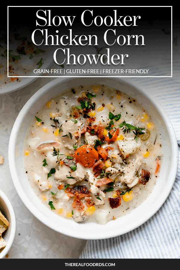 Pin image for Slow Cooker Chicken Corn Chowder