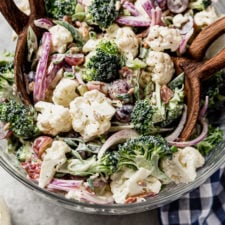 Broccoli Cauliflower Salad with Bacon (Dairy Free, Whole30, Easy)