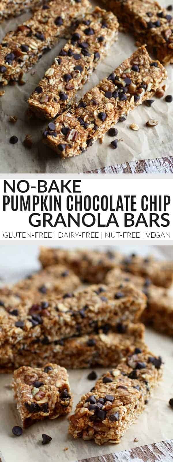 Pinterest image for No-Bake Pumpkin Chocolate Chip Granola Bars 