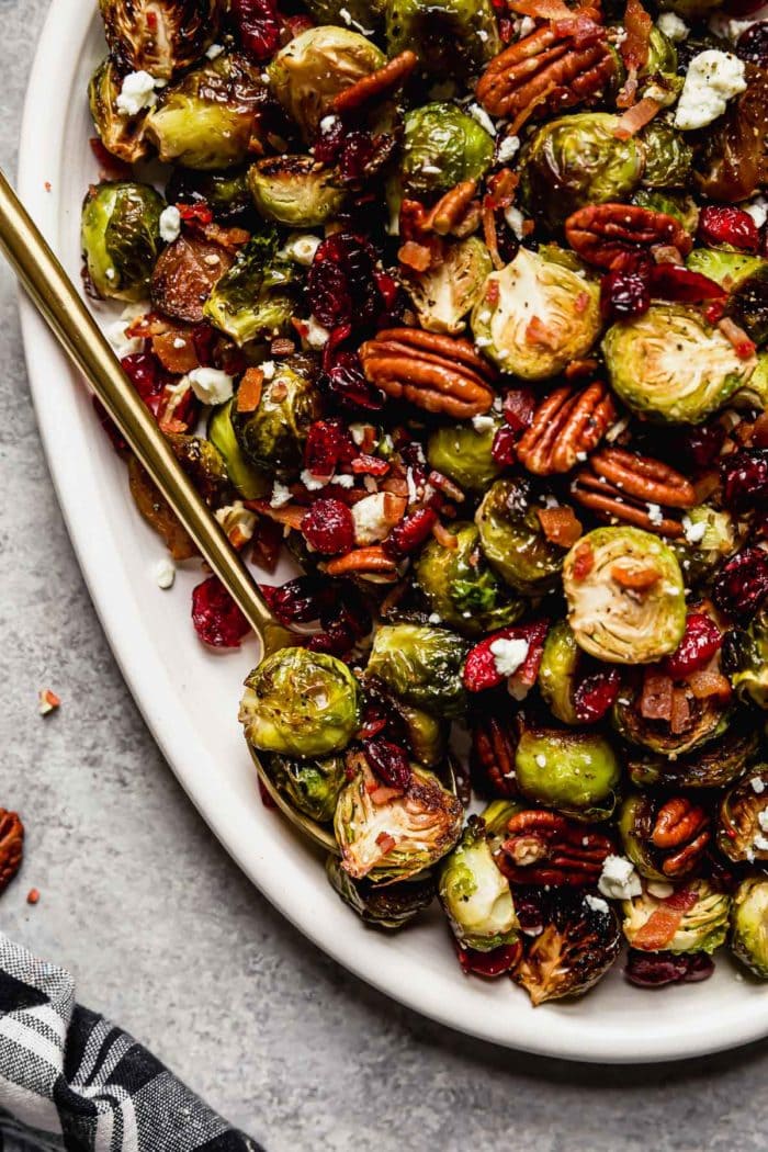 Roasted Brussels Sprouts with Bacon and Balsamic - The Real Food Dietitians