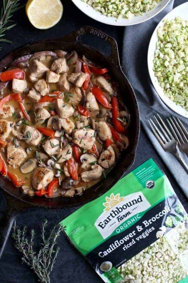 Whole30 Garlic Herb Chicken Veggie Skillet | whole30 dinner recipes | easy whole30 recipes | whole30 approved | gluten-free dinner | dairy-free dinner | healthy dinner recipes || The Real Food Dietitians #whole30recipe #glutenfreedinner #healthydinner