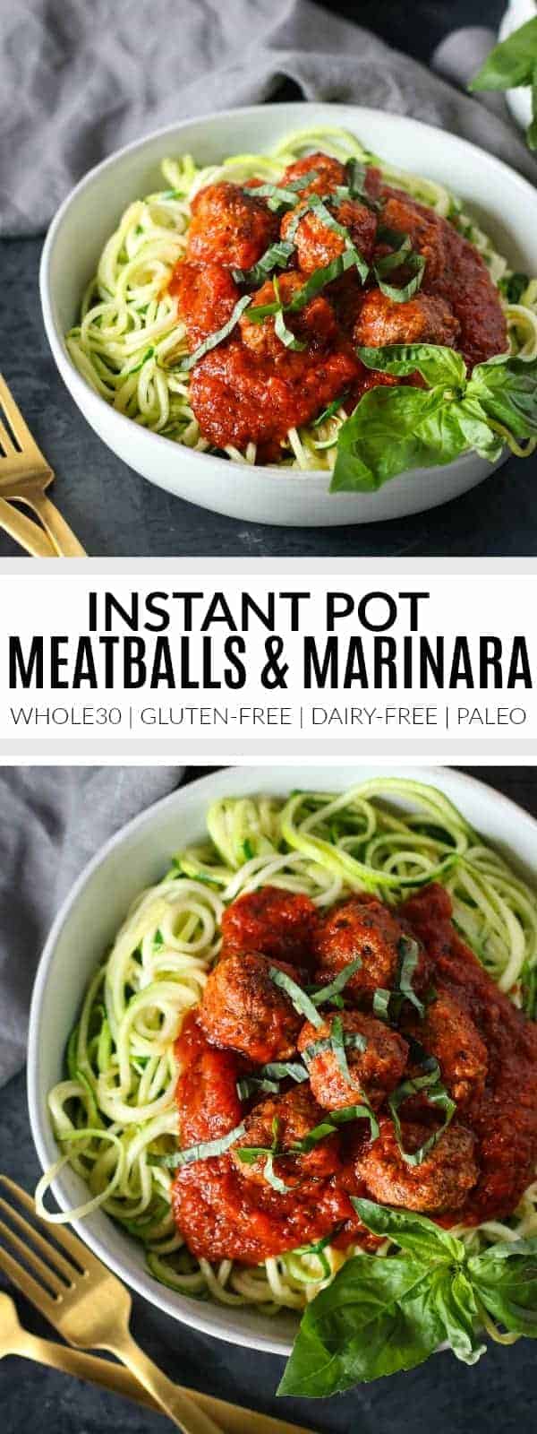 Pinterest image for instant pot meatballs and marinara