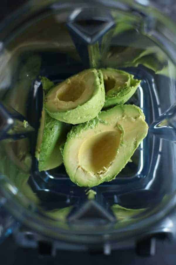 Avocados in blender. 