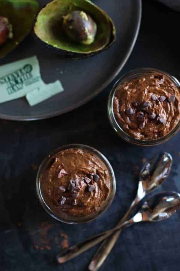 Overhead shot of chocolate mousse in cups