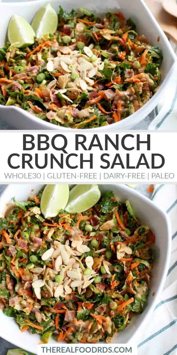 pinterest image for BBQ Ranch Chopped Salad with Brussels Sprouts & Kale 