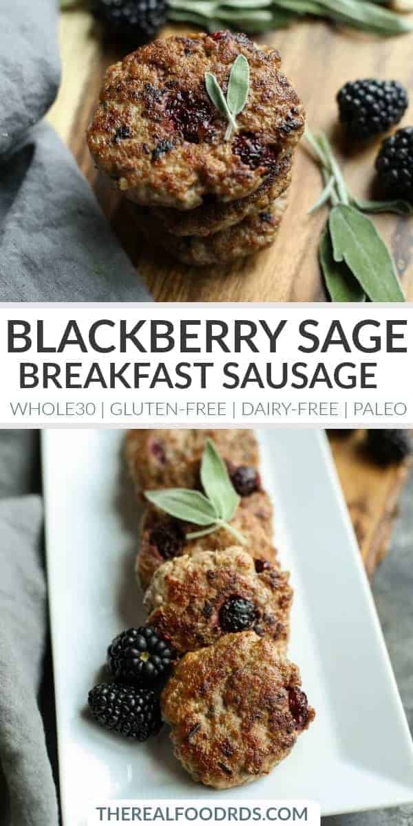 Pinterest image for Blackberry Sage Breakfast Sausage 