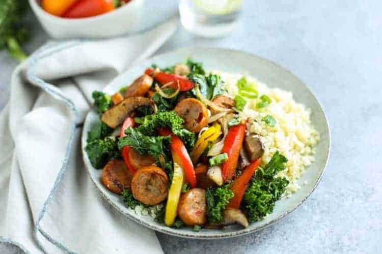Grilled Chicken Sausage and Veggies over Cauliflower Rice - The Real ...