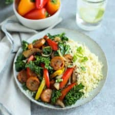 Grilled Chicken Sausage and Veggies over Cauliflower Rice