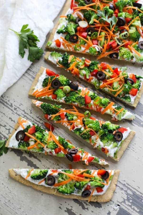 Gluten-free Veggie Pizza on a table