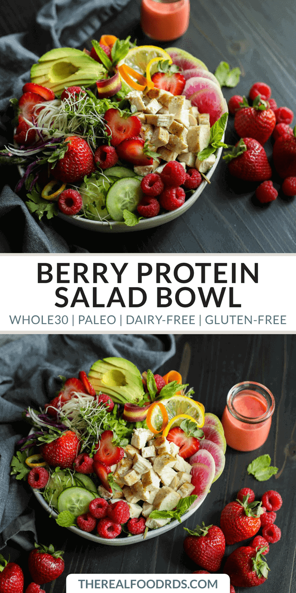 Pinterest image for Berry Protein Salad Bowl