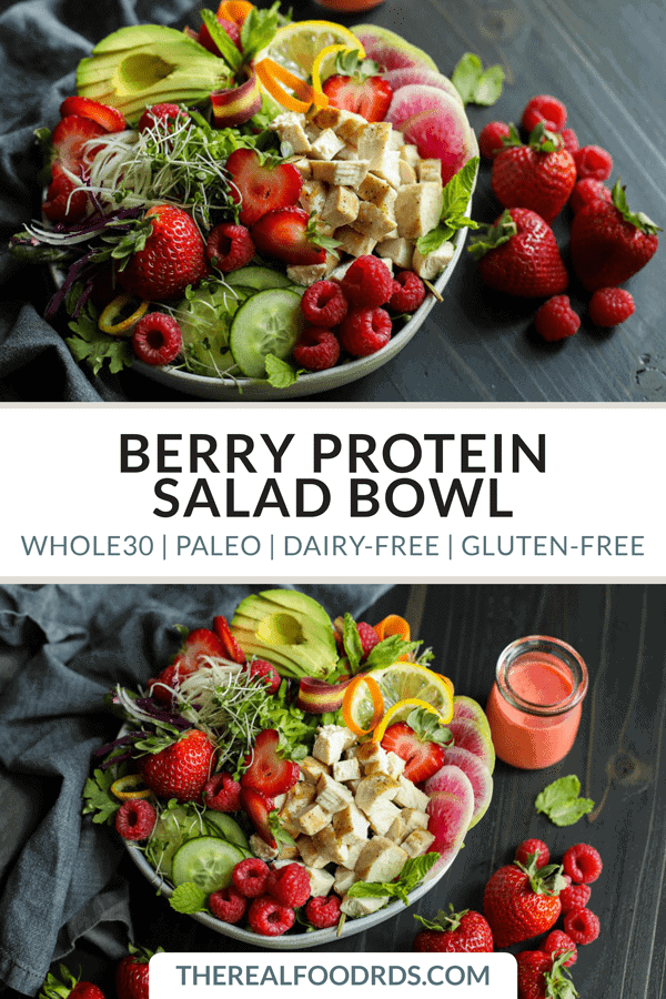 Pinterest image for Berry Protein Salad Bowl