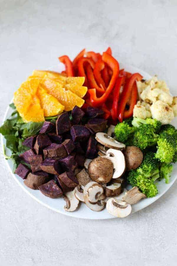 Mixed vegetables on a plate for the #800g Challenge